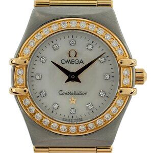 Omega 22.5mm Ladies Constellation MOP Diamond Bezel + Dial Watch